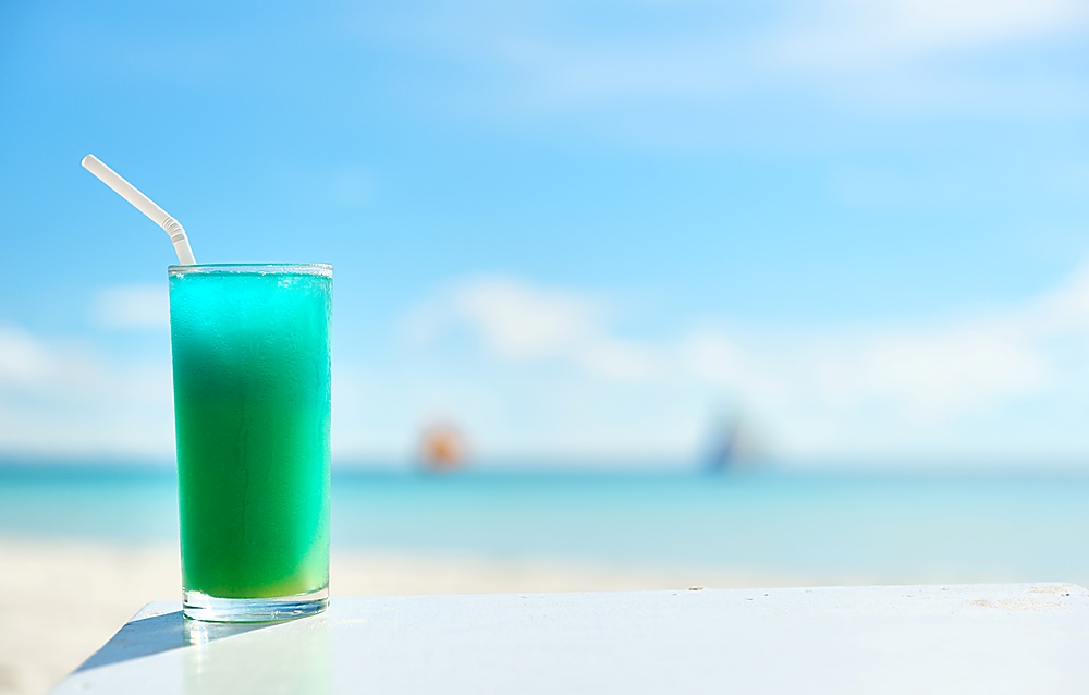 Cocktail at the beach,  shallow depth of field