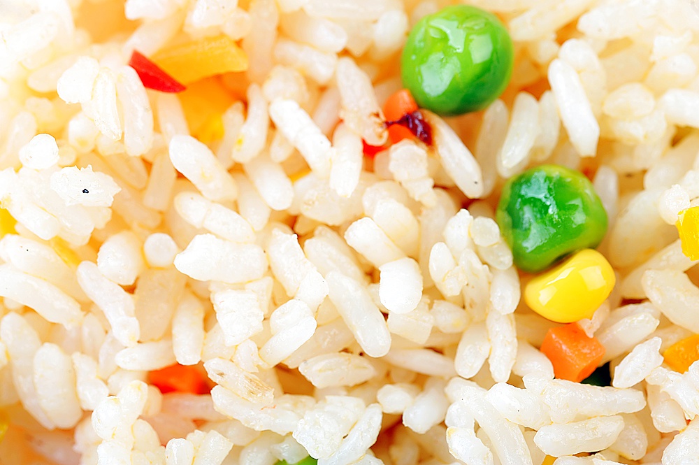 rice with different  vegertables close up