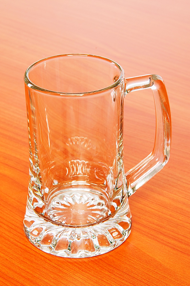 Beer glass on the wooden table