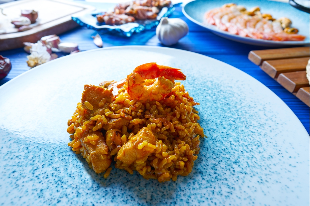 Seafood Paella senyoret rice from Valencia Spain
