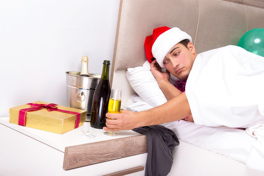 Man having hangover after night party