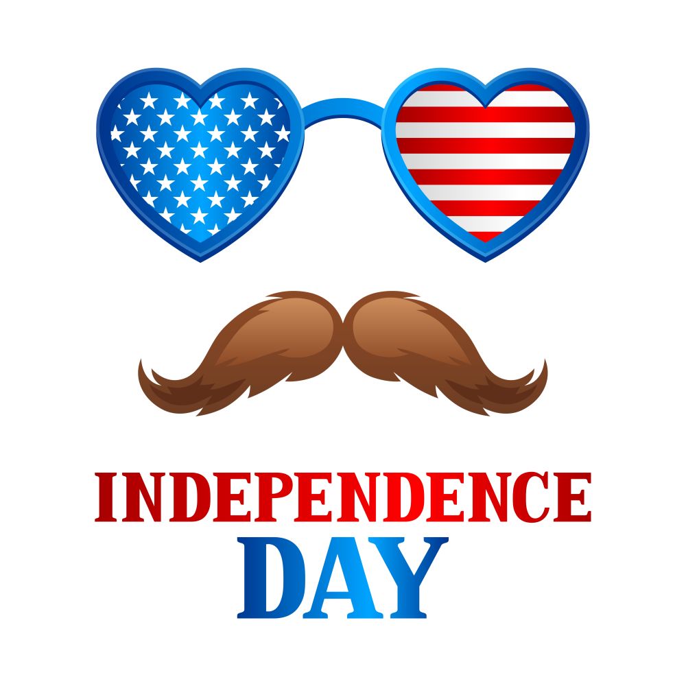 Independence Day patriotic illustration. American flag glasses with stars and stripes. Independence Day patriotic illustration. American flag glasses with stars and stripes.