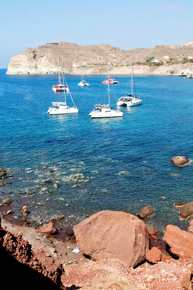 in santorini  greece europe water    and mediterranean coastline sea red beach