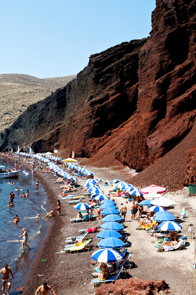 in santorini greece europe water    and mediterranean coastline sea red beach