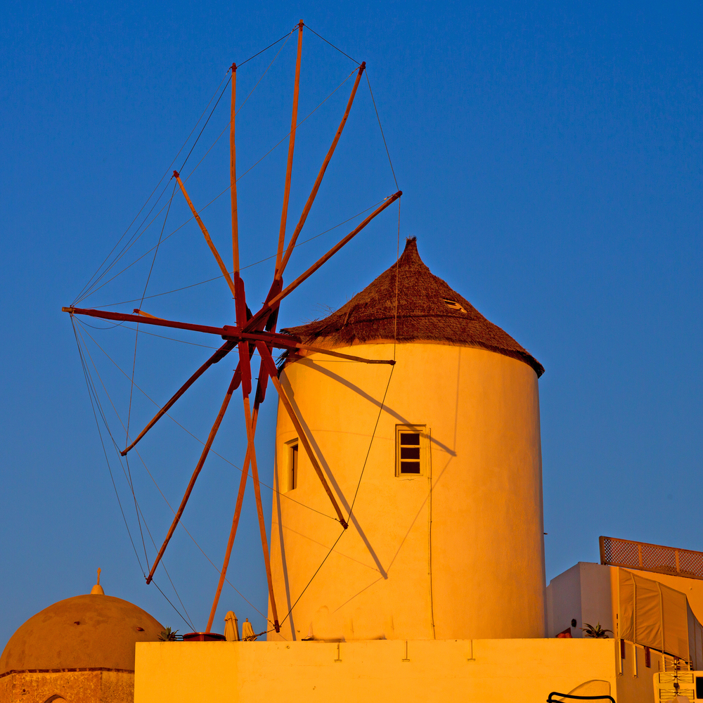 old mill in santorini      greece europe  and the   sky