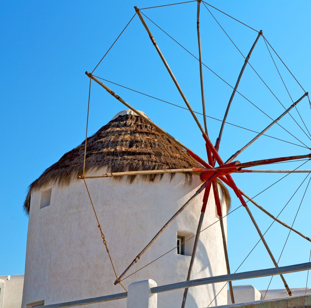 old mill in santorini      greece europe  and the    sky