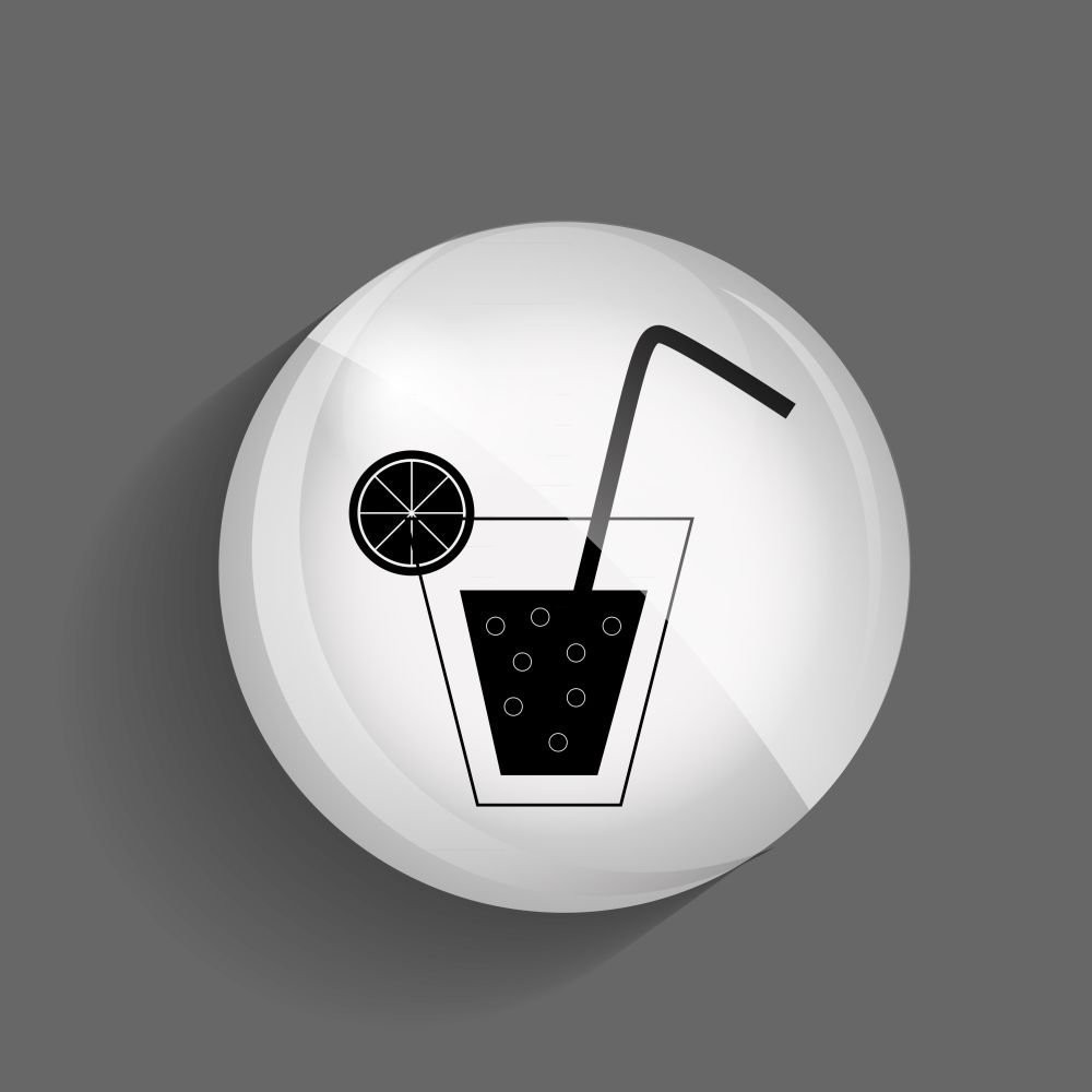 Drink Glossy Icon Vector Illustration on Gray Background. EPS10.. Drink Glossy Icon Vector Illustration