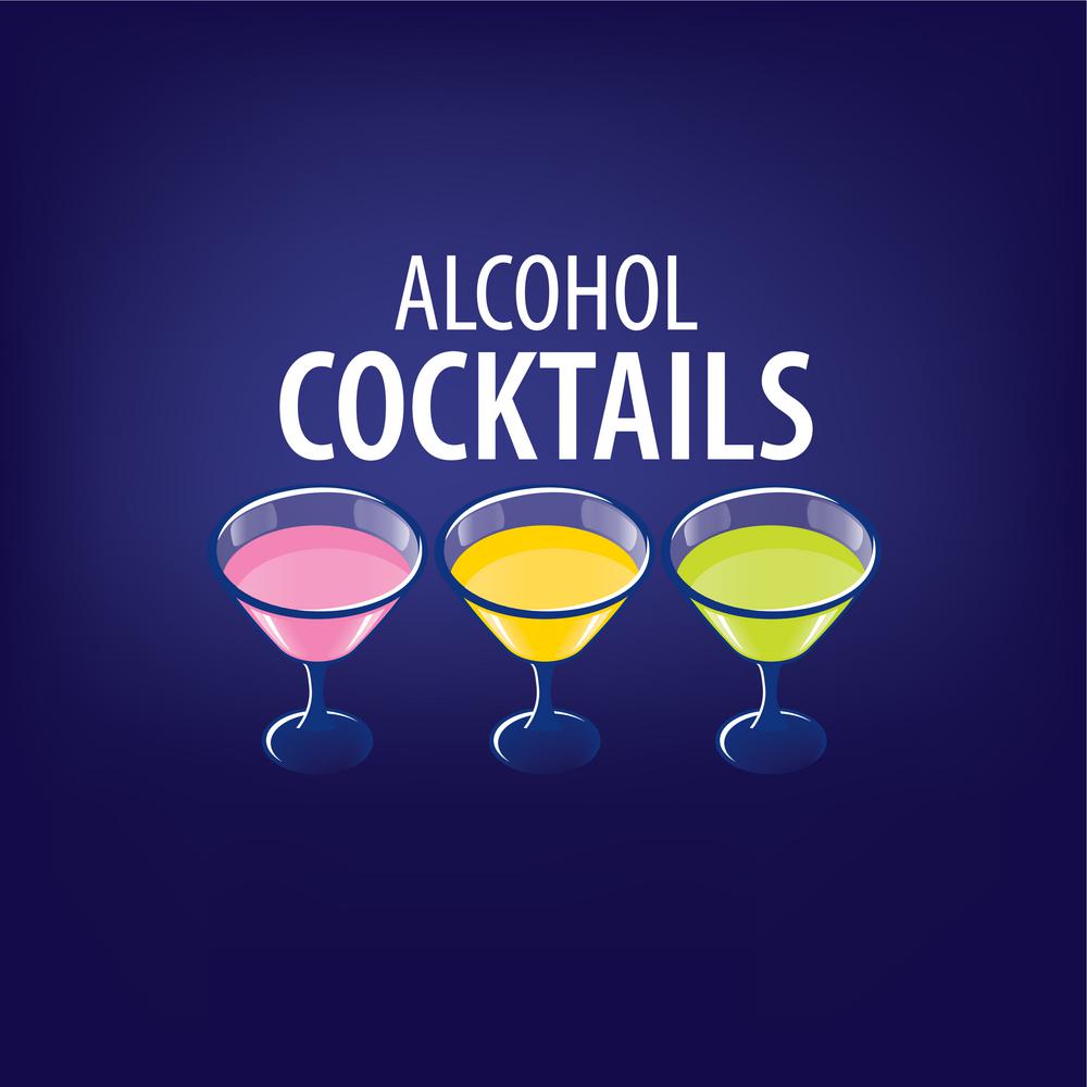 alcoholic cocktails logo. vector icons of alcoholic drinks by the glass