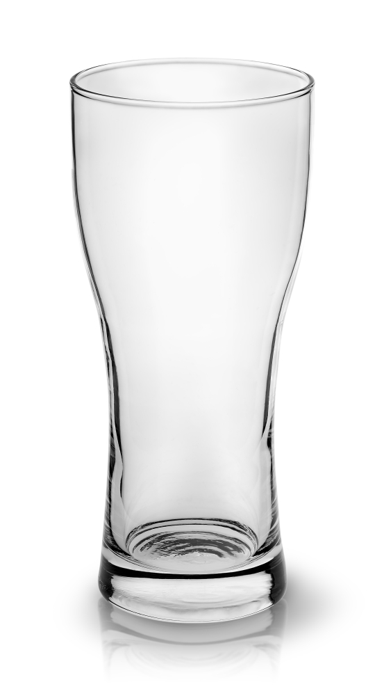 Empty small beer glass top view isolated on white background