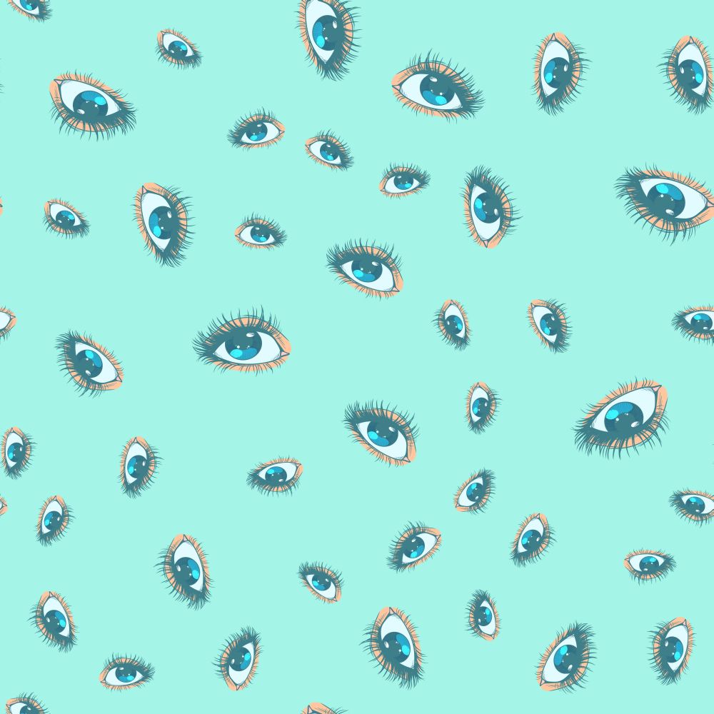 Female eyes seamless pattern. Pop art retro vector illustration. Female eyes seamless pattern