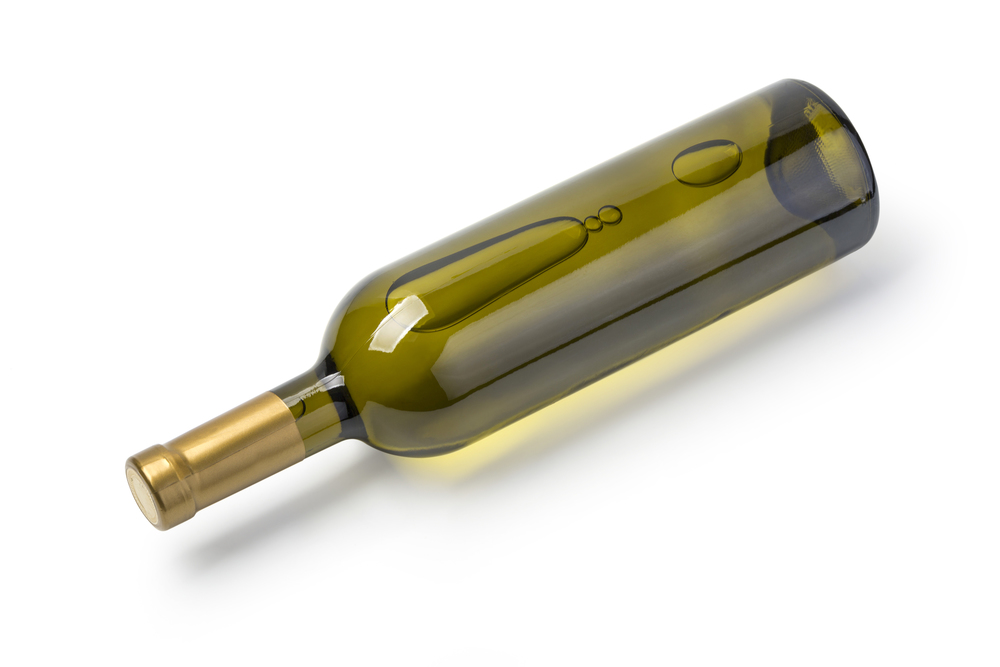 white wine bottle on white  background with clipping path