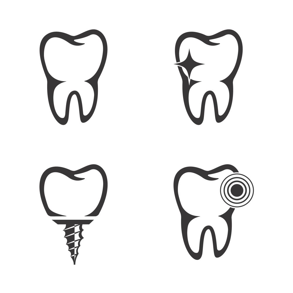 Set of the tooth icons isolated on white background. Vector illustration.