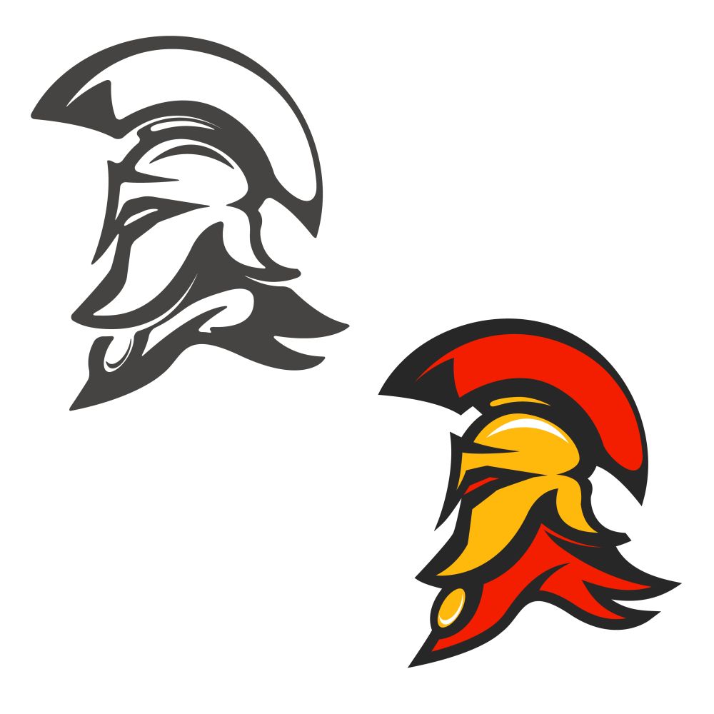 Spartan helmet . Design element for logo, label, sign, brand mark. Vector illustration.