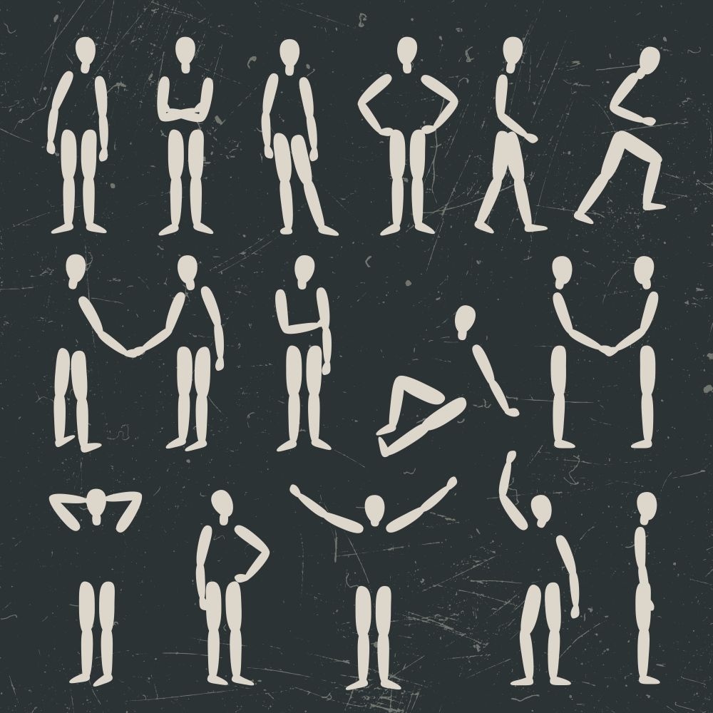 People silhouettes. Human figures in different poses. Vector silhouette.