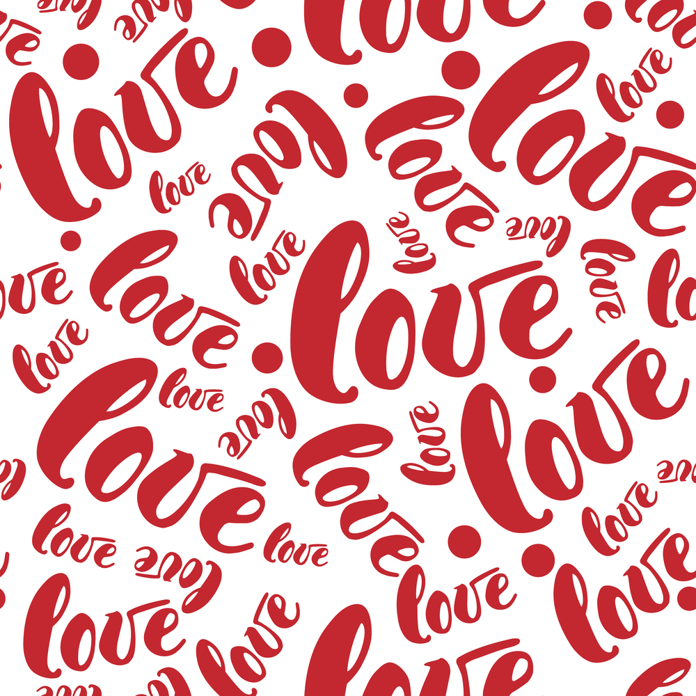 Romantic red love patterns backgrounds set. illustration for holiday design. Many flying words love on white background. Romantic red heart background. illustration for holiday design. Many flying hearts on white background. For wedding card, valentine day greetings, lovely frame.