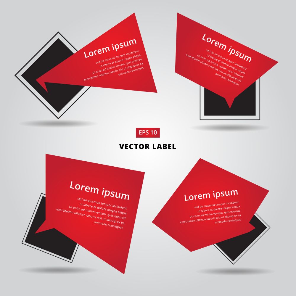 Sale vector flat banner label tag set.  cards in material design style. Transparent black,  and red minimal.