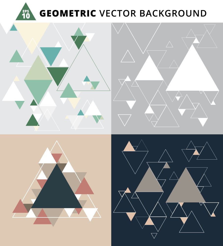 abstract geometric triangle set vector background for brochure leaflet magazine