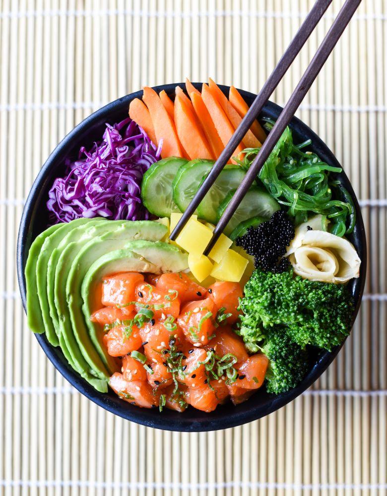 Healthy Japanese Salmon Poke Bowl