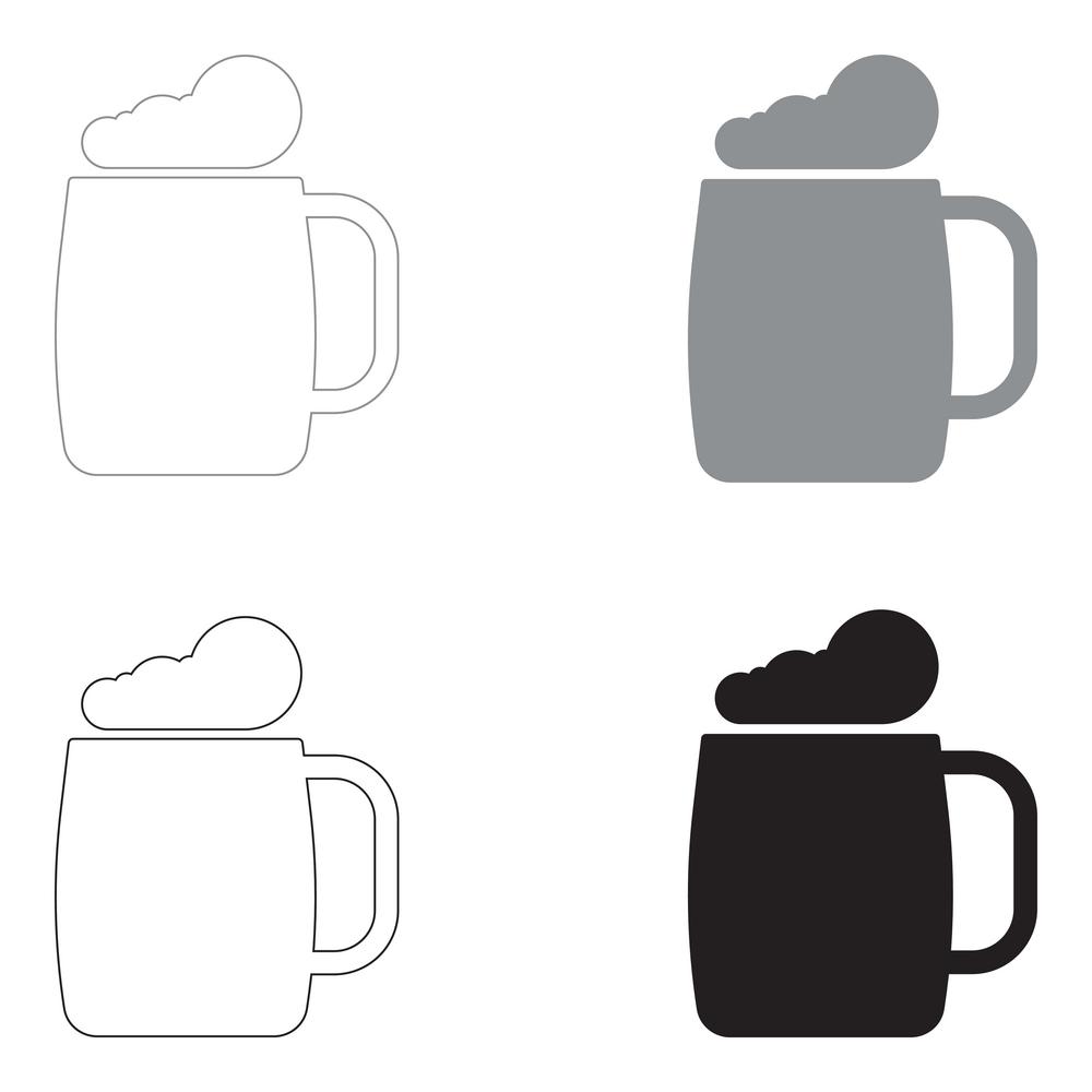 Glass of beer   the black and grey color set icon .. Glass of beer   it is the black and grey color set icon .
