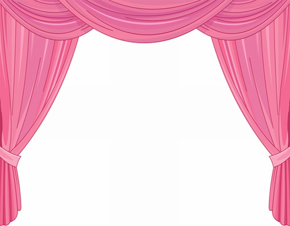 Pink curtains on a white background