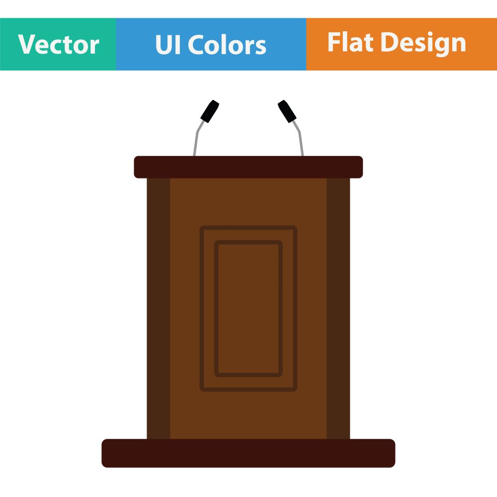 Witness stand icon. Flat color design. Vector illustration.