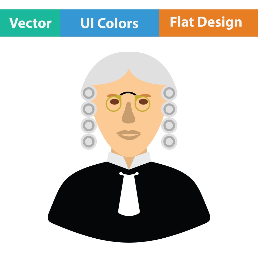 Judge icon. Flat color design. Vector illustration.