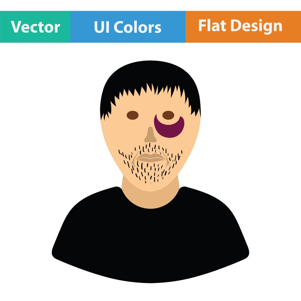 Criminal man icon. Flat color design. Vector illustration.