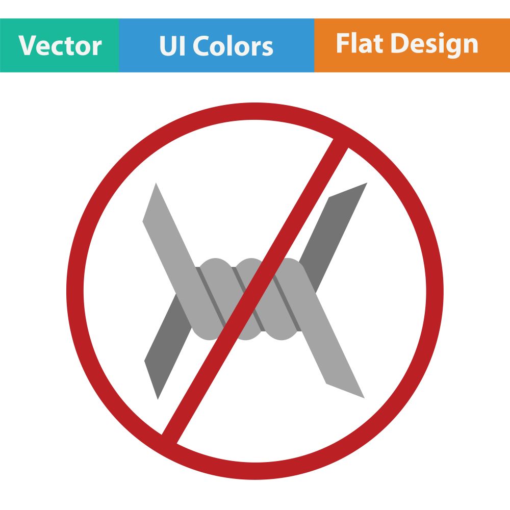 Barbed wire icon. Flat color design. Vector illustration.