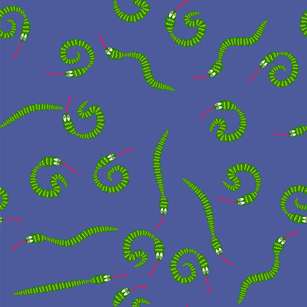 Green Snake Seamless Background. Animal Pattern. Attack Crawling  Danger Predator. Green Snake Seamless Background