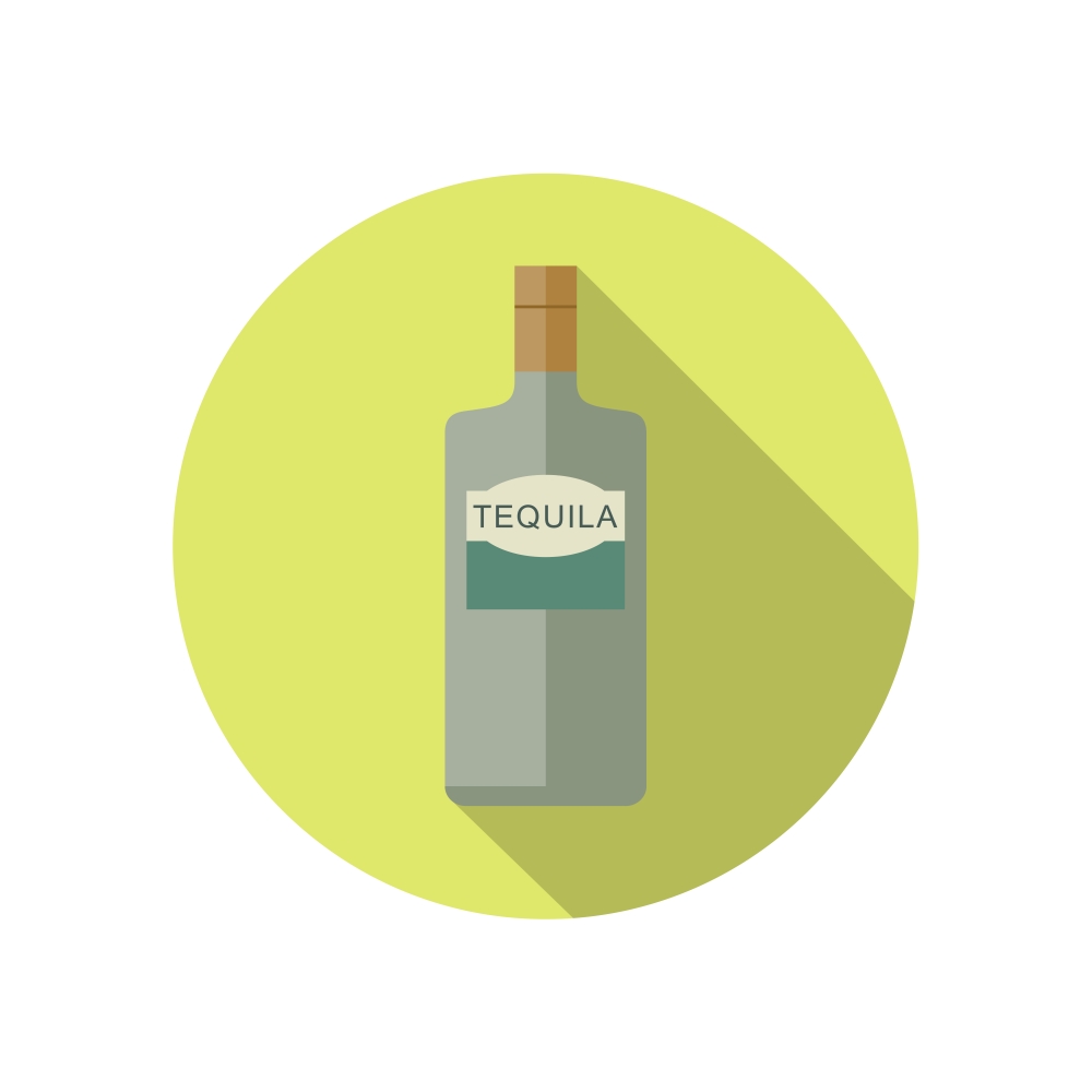Tequila icon in flat style. Tequila icon in flat style. Vector flat bottle of tequila.