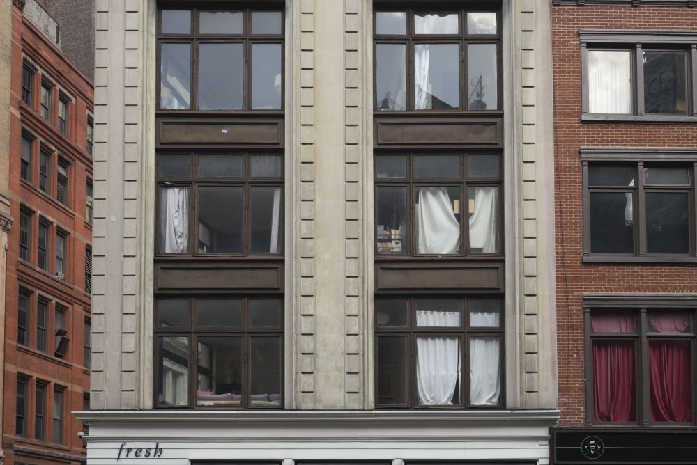Windows of apartment building, New York City, New York State, USA