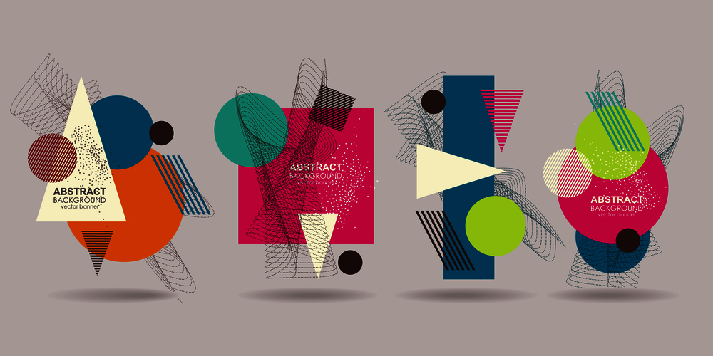 Set of abstract geometric shapes, retro design  for brochure, banner, flyer and poster,flat style.