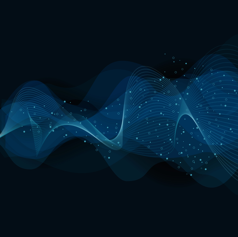 Abstract vector background from blue transparent waves.