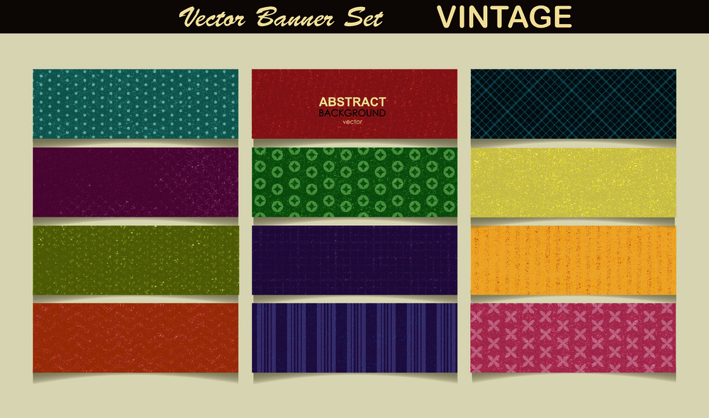 Vintage design templates abstract banners, flyers and posters with geometric shapes, vector.