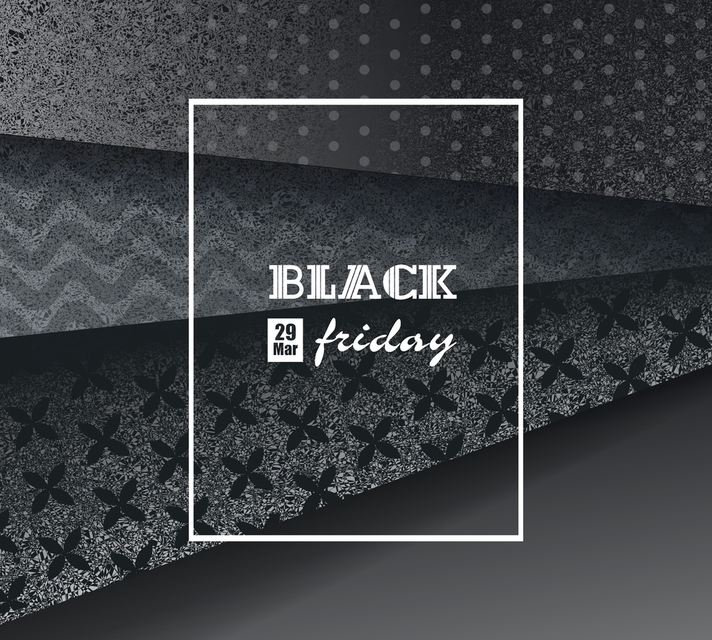 Black Friday sign design with paper origami frame.