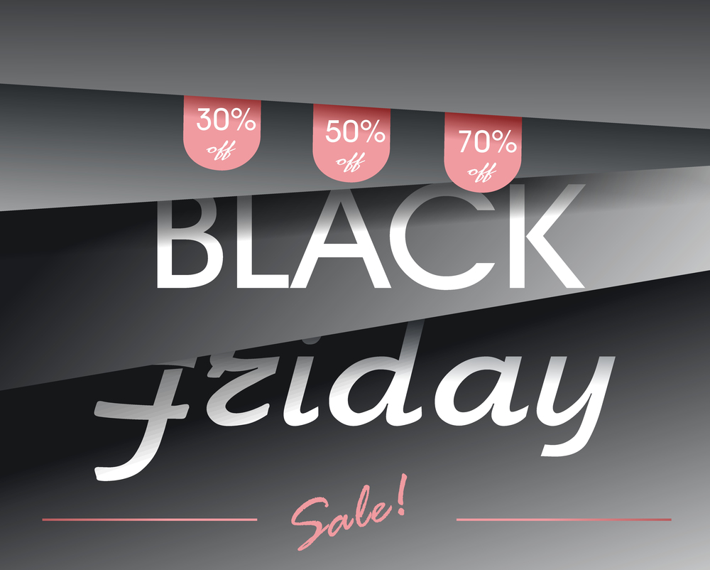 Black Friday sign design with paper layers.