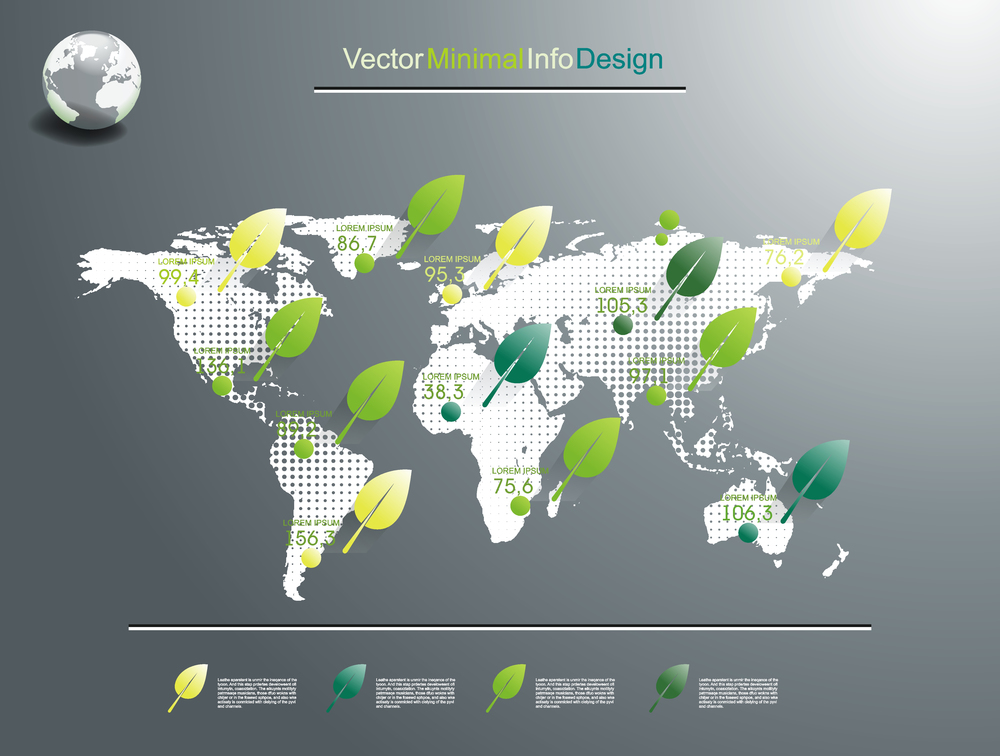 World Map and Information Graphics. Ecology concept.