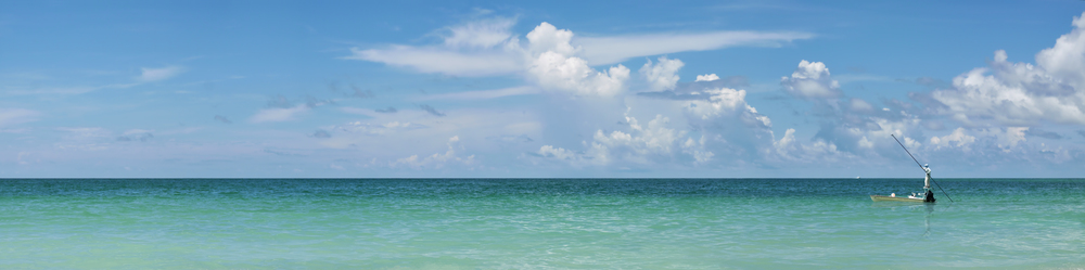 Panoramic view of fishing boat in Gulf of Mexico,Anna Maria Island,Florida
