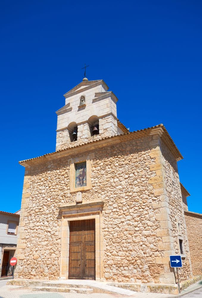 Casas de los Pinos church by Saint James Way of levante in Spain Castile la Mancha