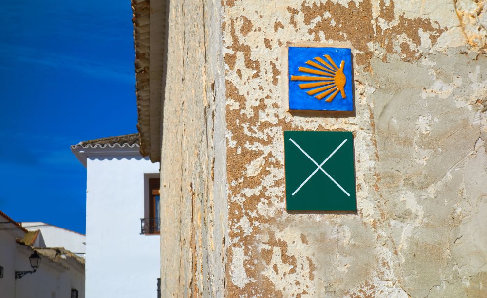 El Toboso don Quijote track sign and Saint James Way in Toledo Spain