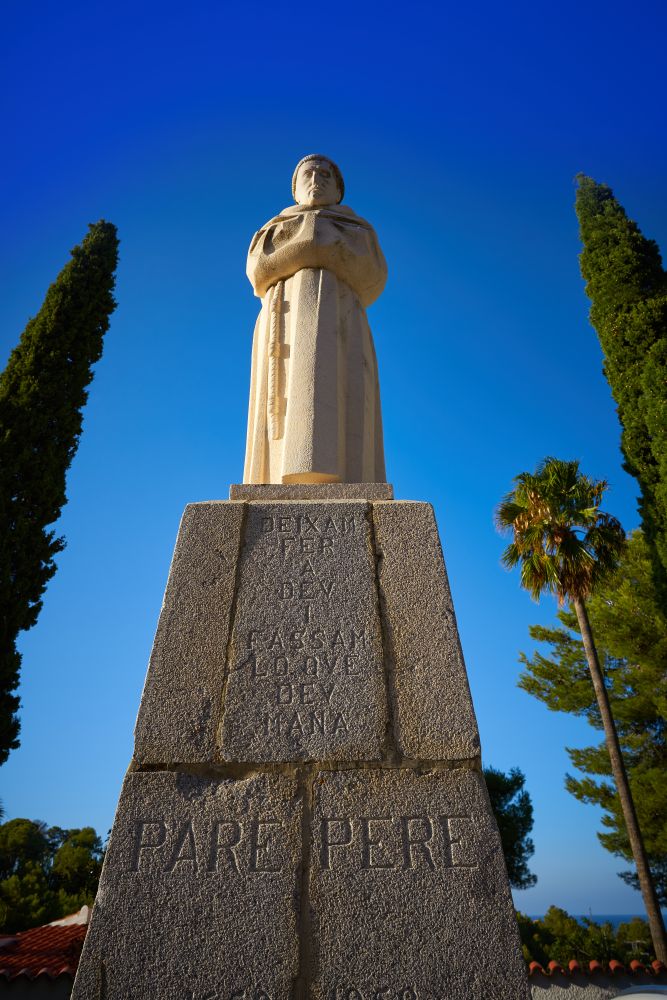 Pare Pere memorial sculpture in Denia near his Hermitage at Alicante Spain