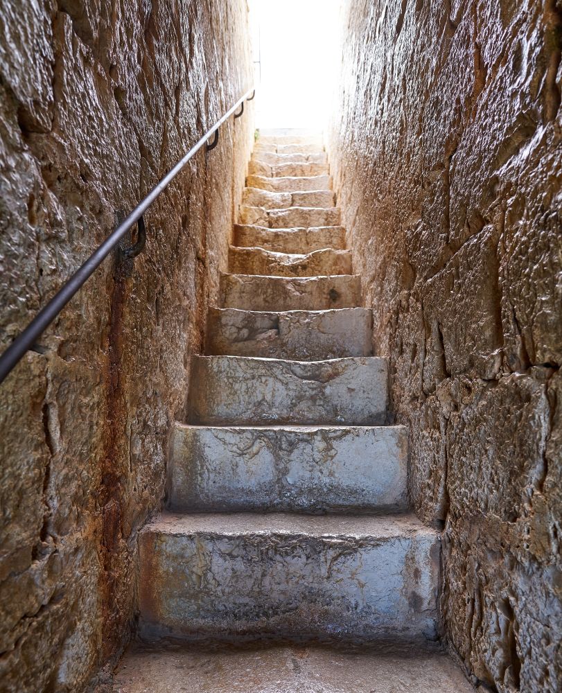 Stone stairs in Peniscola of Castellon spain