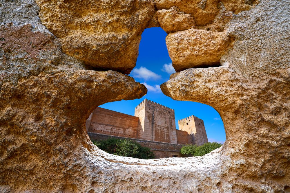 Alhambra window of Alcazaba Granada photo illustration