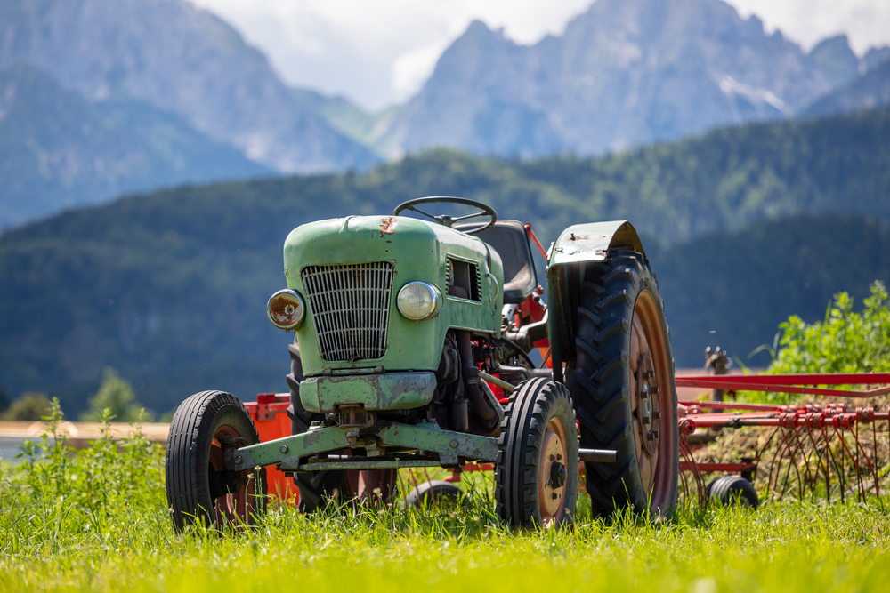 Old tractor in the Alpine meadows