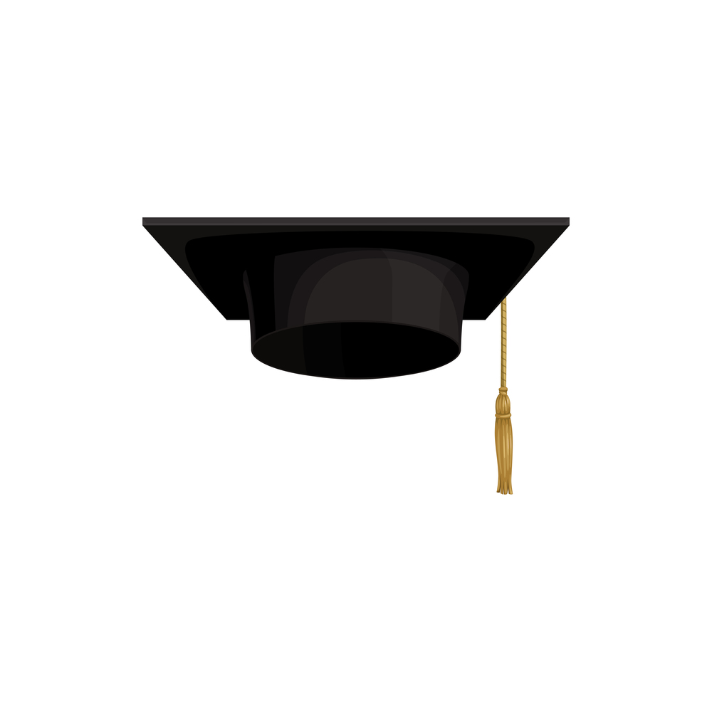 Cap icon, university hat of academic student college, vector isolated. School graduation and education diploma or academy master degree black square graduate cap or university hat. Cap icon, university hat, academic student college