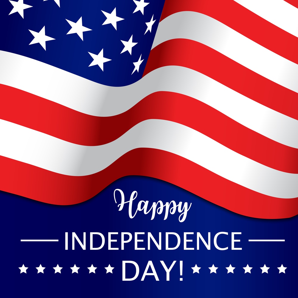 Independence day, July 4th, USA American holiday vector poster. Happy Independence day or US America flag and stars for fourth of July celebration of liberty, military and patriots greeting card. Independence day July 4th, USA American holiday