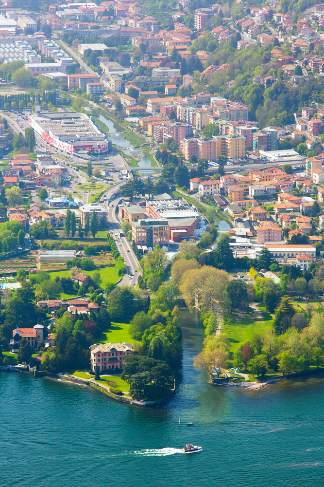 aerial view at the Cernobbio, Como Lake, Italy