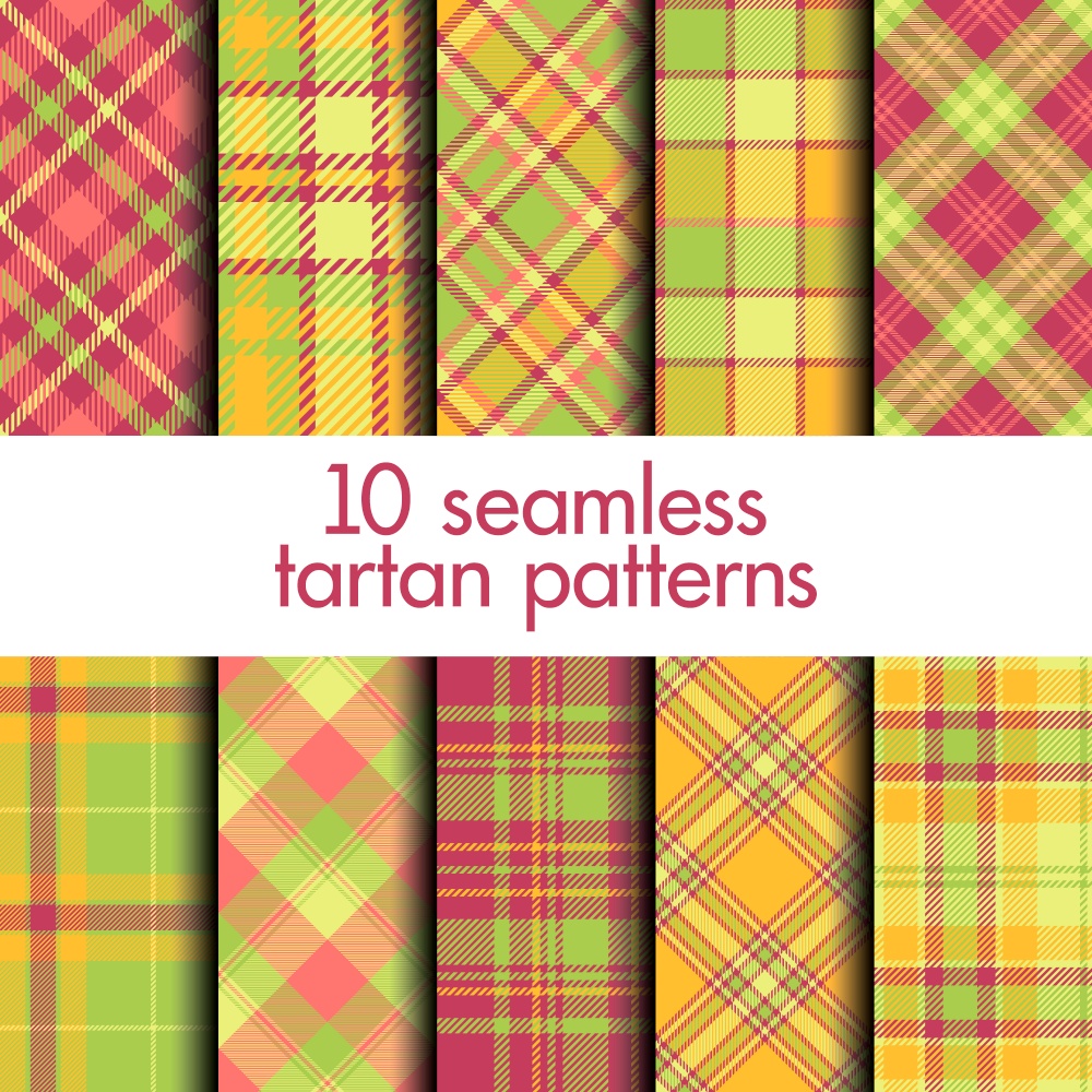 Set of seamless tartan vector patterns
