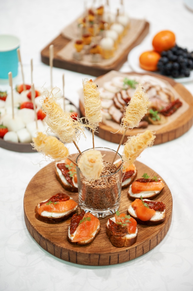 Catering service. Tasty appetizers on the table. Tasty appetizers on the table
