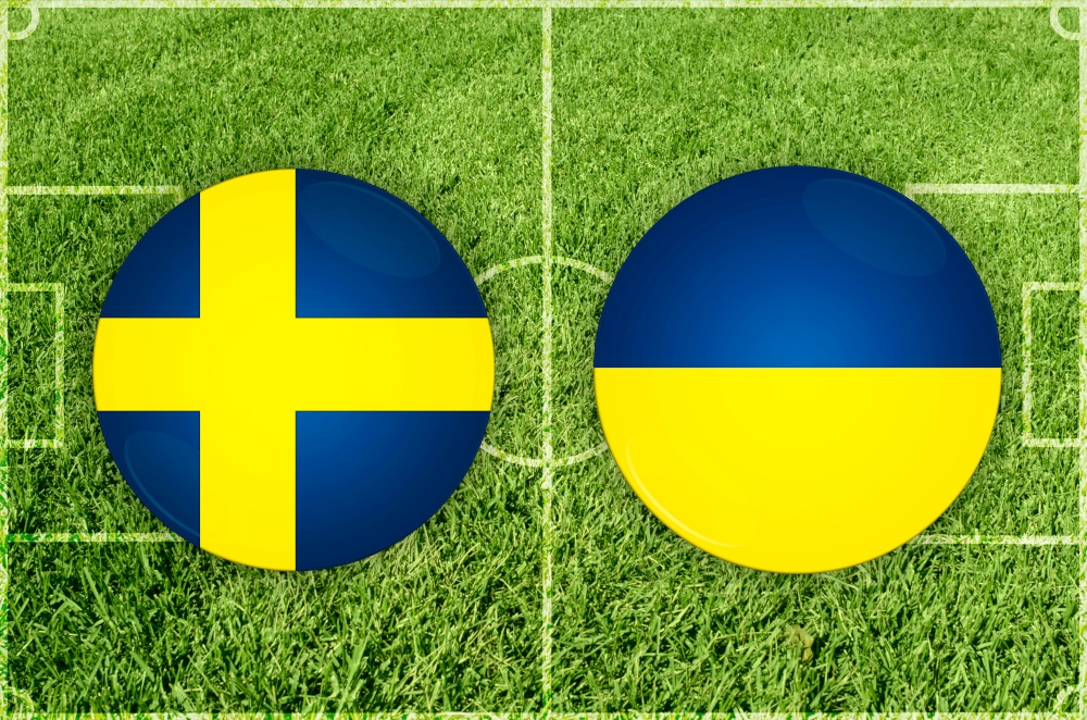 Concept for Football match Sweden vs Ukraine. Sweden vs Ukraine football match